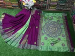 Women's Dhupian Silk Saree with Block Print and Embroidery Work
