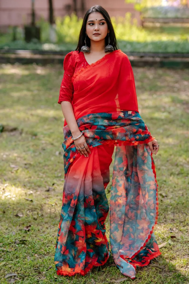 Chanderi Silk Saree, Digital Print Design, Only Saree, 4 Colours