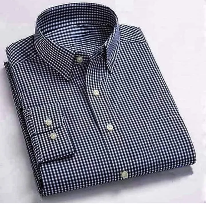 Men's Long Sleeve Office Check Shirt in Pure Cotton, M to XL