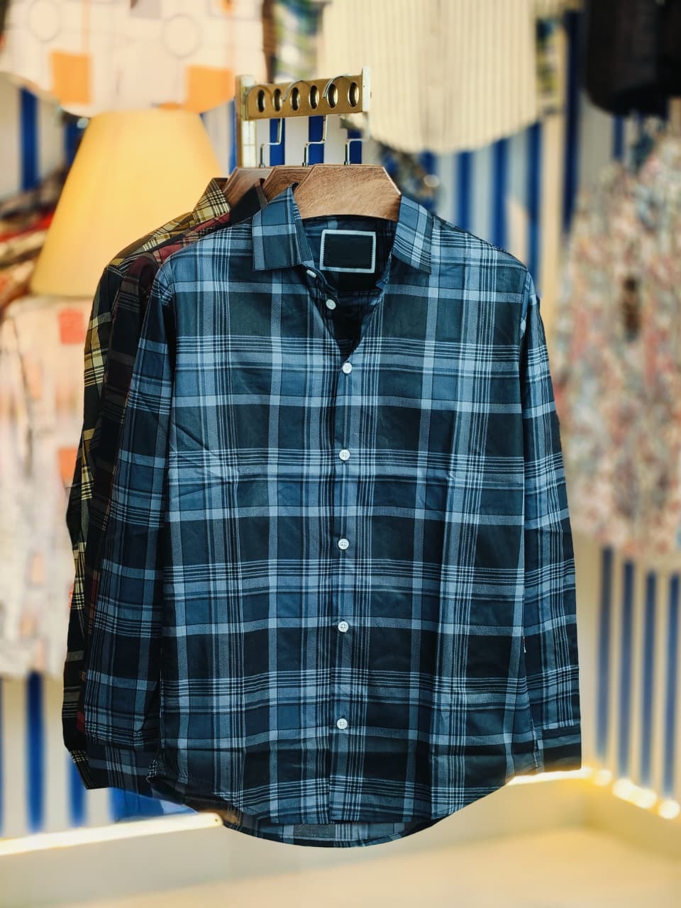 Men's Pure Cotton Full Sleeve Check and Print Shirt, Slim Fit