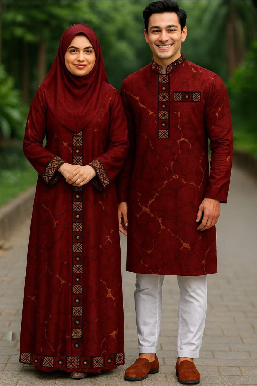 Couple Eid Combo, Panjabi with Pajama and Borka with Hijab