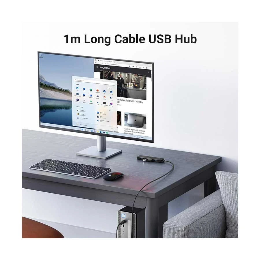 UGREEN CM219 35574 USB to 4-Port USB Hub 5Gbps 1 Meter Black