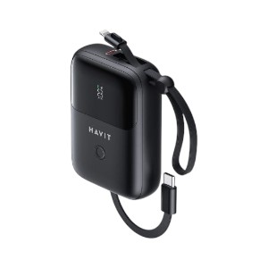 HAVIT PB5215 10000mAh Display Power Bank With Usb-C & Lightning Cable – Black