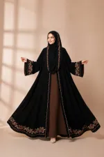 Two-Piece Embroidered Koti Set with Inner and Hijab