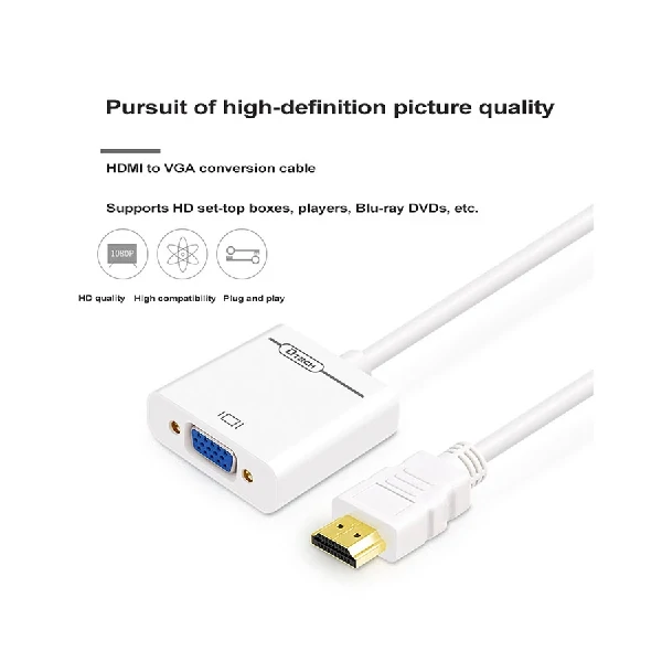 Dtech HDMI Male to VGA Female White Converter