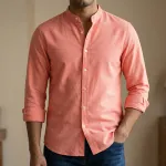 Men's Solid Colour Ban color Shirt  (Pink)