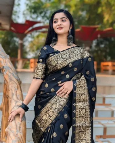 Women's Silk Saree with Skin Print and Matching Blouse Piece