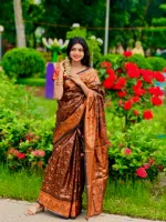 Women's Banarasi Silk Katan Saree, Golden Thread, 3 Colours