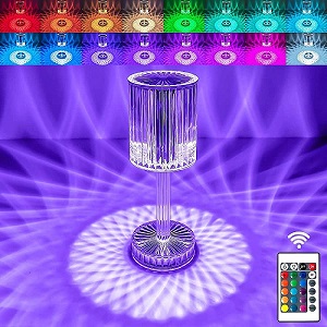 Type-C Recharging Touch Diamond Crystal RGB Table Lamp With Remote Control