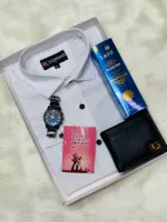 Men's Pure Cotton Shirt Combo Set, 6 Colour Choices