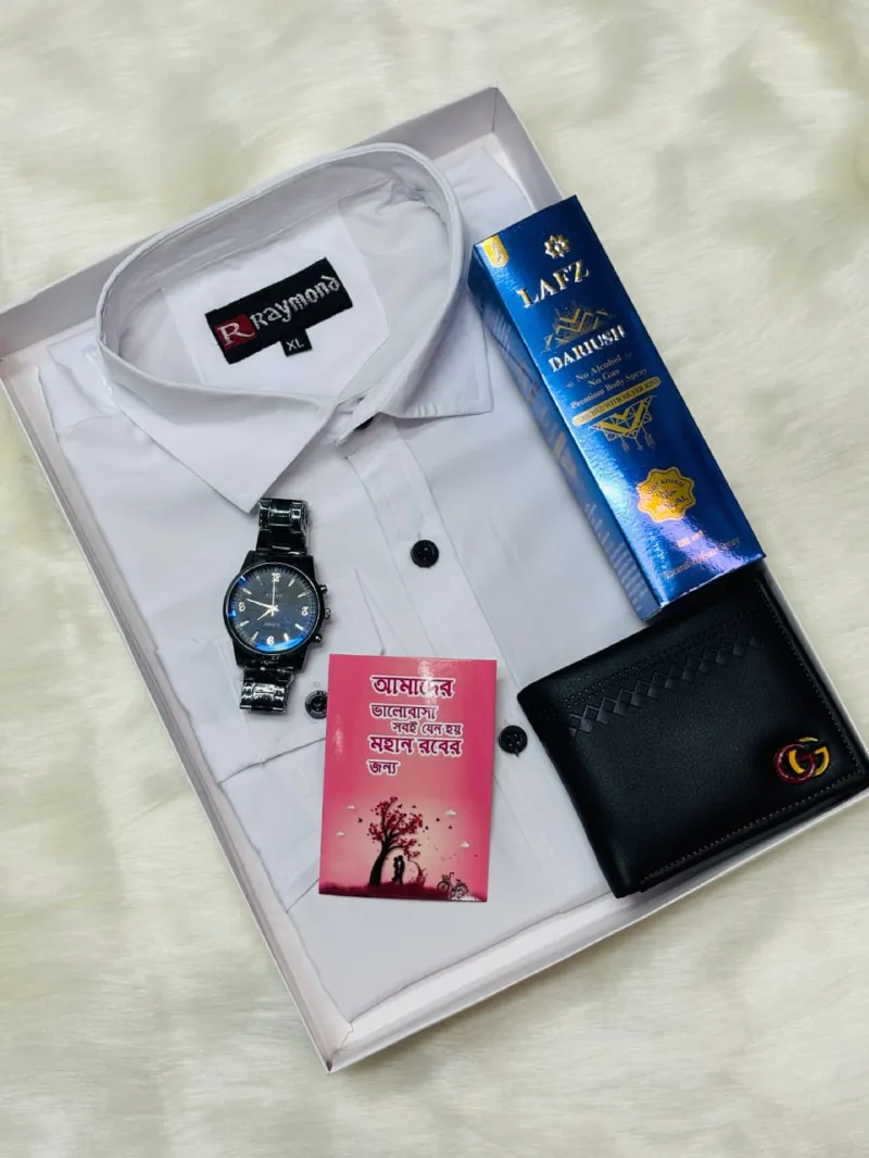 Men's Pure Cotton Shirt Combo Set, 6 Colour Choices