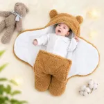 Baby Wrap Blanket with Bear Hood, Soft Fluffy Fabric, 4 Colours
