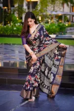 Dhupian Saree with Afsan and Screen Print, 13 Haath