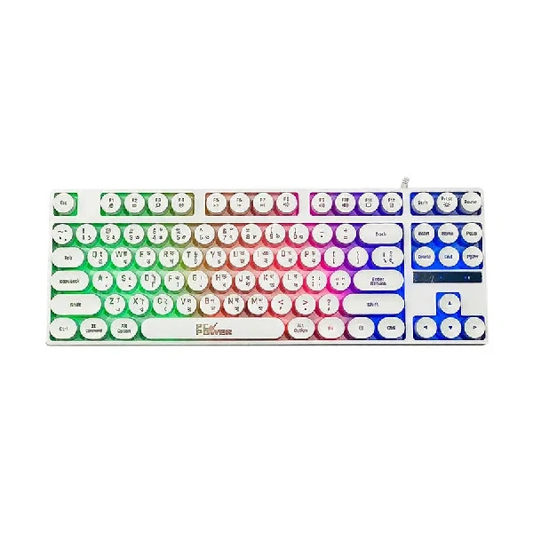 Pc Power K87 RGB White Wired Gaming Keyboard with Bangla