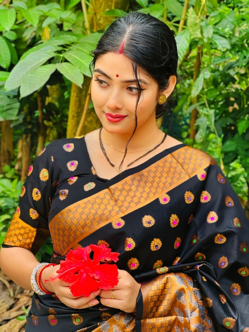 Lightweight Soft Silk Katan Saree with Zari Weave, 4 Colours