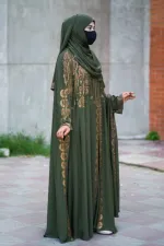 Abaya Full Set with Inner, Koti, Hijab and Stone Work