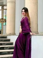 Stone Work Georgette Saree and Matching Blouse, 6 Colours