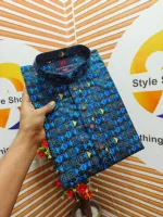 Men's Digital Print Cotton Panjabi with Snap Buttons, 6 Colours