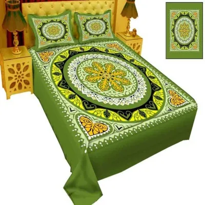 Pure Panel Cotton Bed Sheet with 2 Pillow Covers, 6 Colours