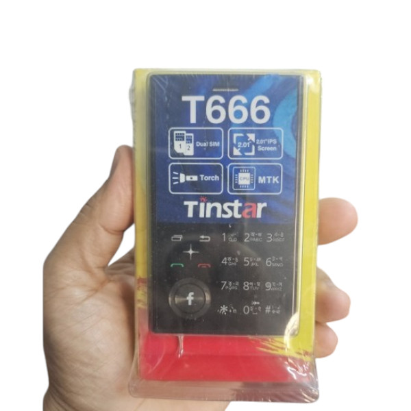 Tinstar T666 Dual sim supported Card phone Black color