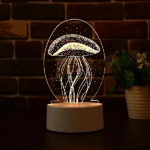 GearUP Acrylic Multicolor Night Lamp Black (Jelly Fish)