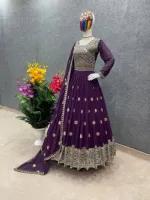 Women's Embroidered Georgette Party Dress, 56 Inch Kameez, 5 Colours