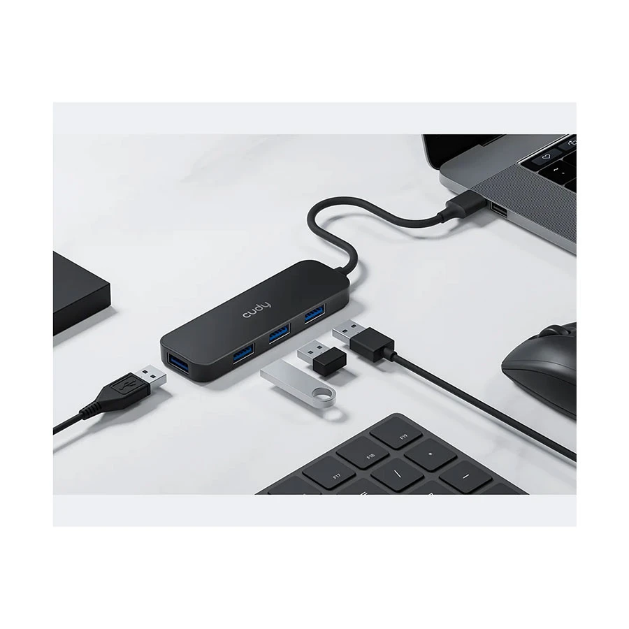 Cudy UH40A USB Male to Quad USB Female Black Hub