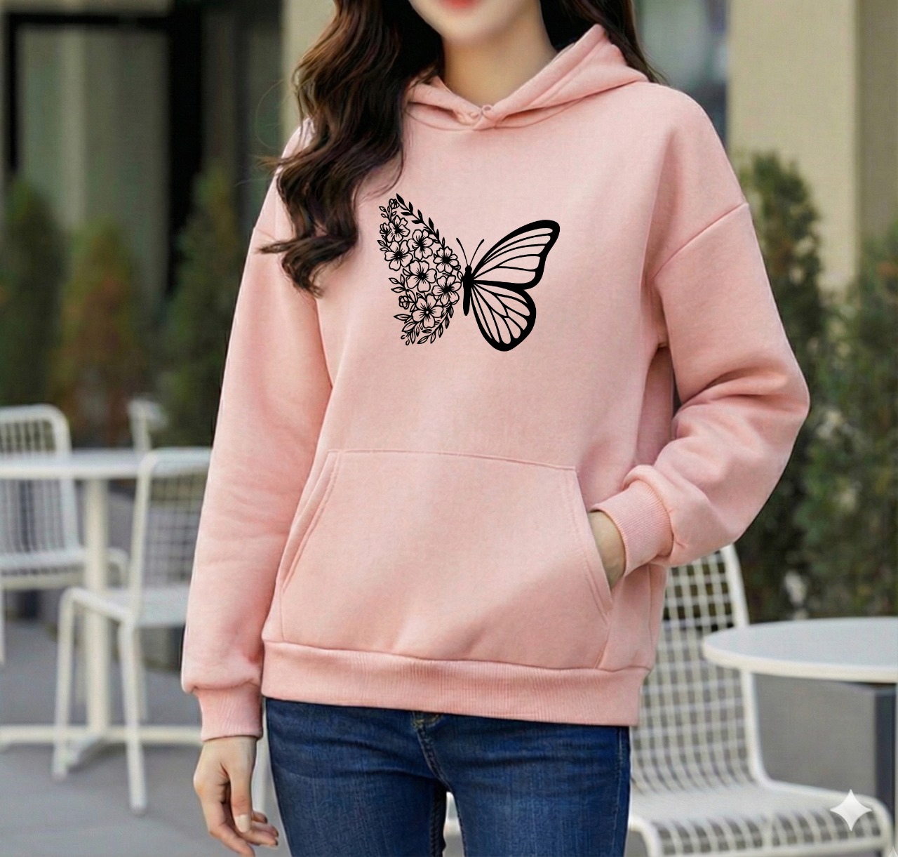 Premium Comfortable Printed Ladies Winter Hoodie