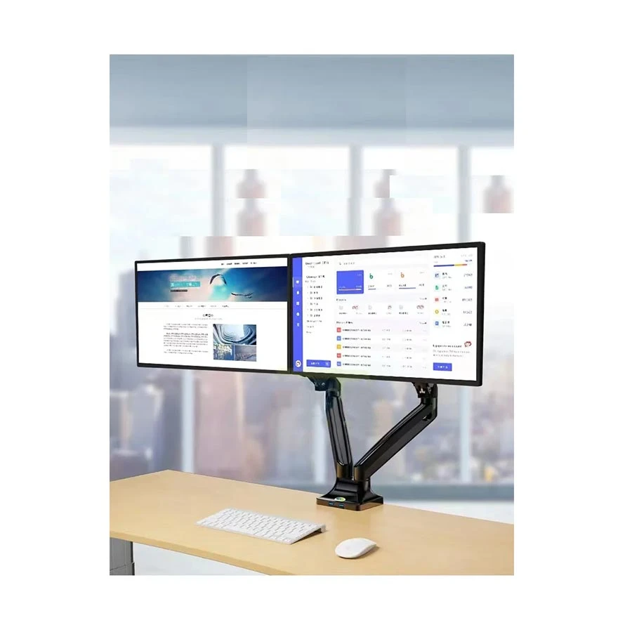 Kaloc DS110-2 17-32 Inch Dual Arm Gas-Strut Monitor Desk Mount