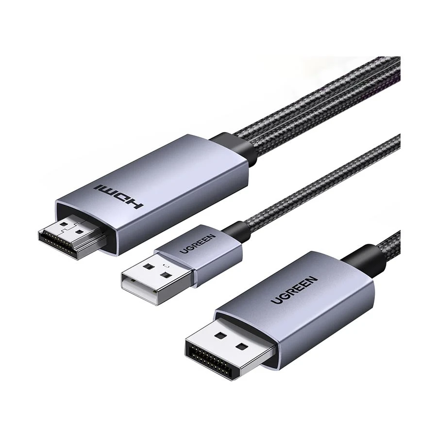 UGREEN HD169 55329 HDMI to DisplayPort Cable with USB Power, 2 Meter