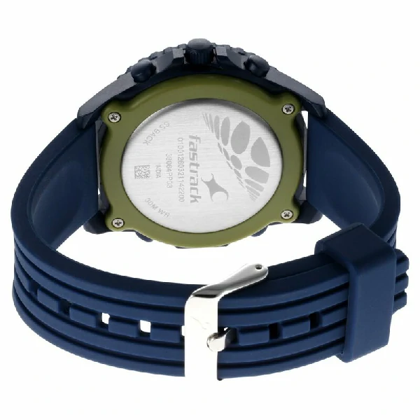 Fastrack NR38064PP03 Streetwear Quartz Analog Digital Blue Dial PU Strap Watch