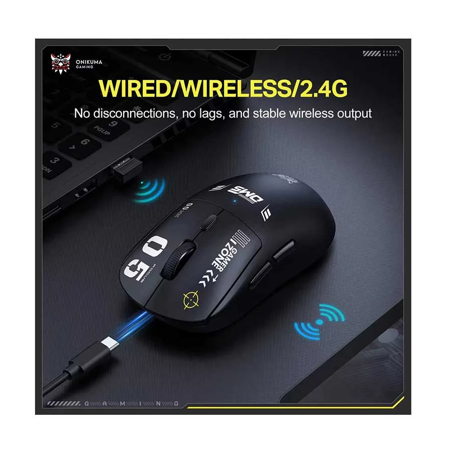 Onikuma DM05 Tri-Mode Wireless Black Gaming Mouse