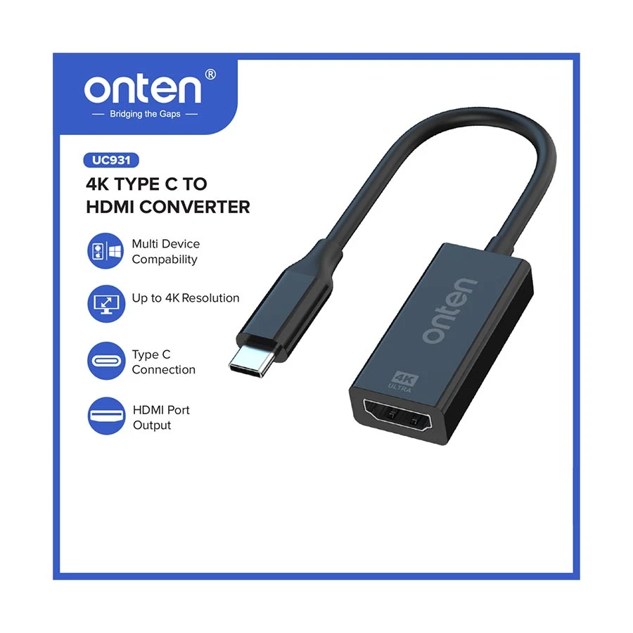 Onten OTN-UC931 Type-C Male to HDMI Female Black Converter