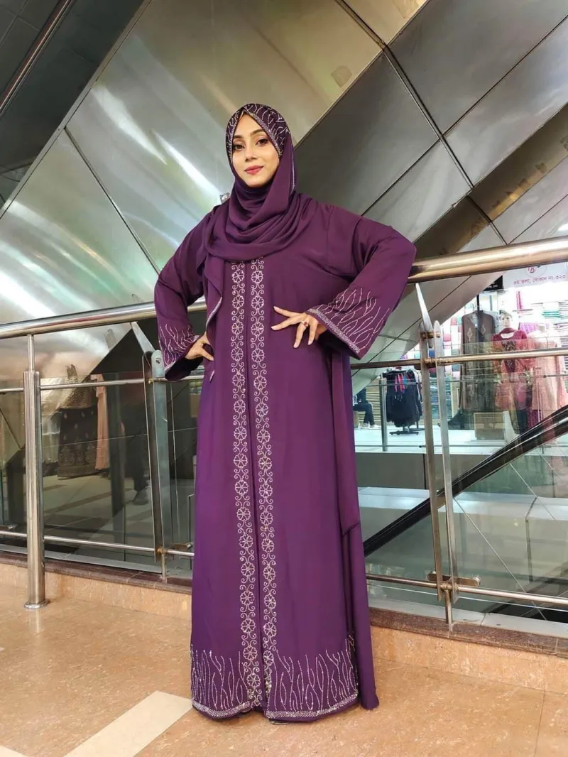 Koti Borka Full Set with Hijab and Stone Work, 3 Colours