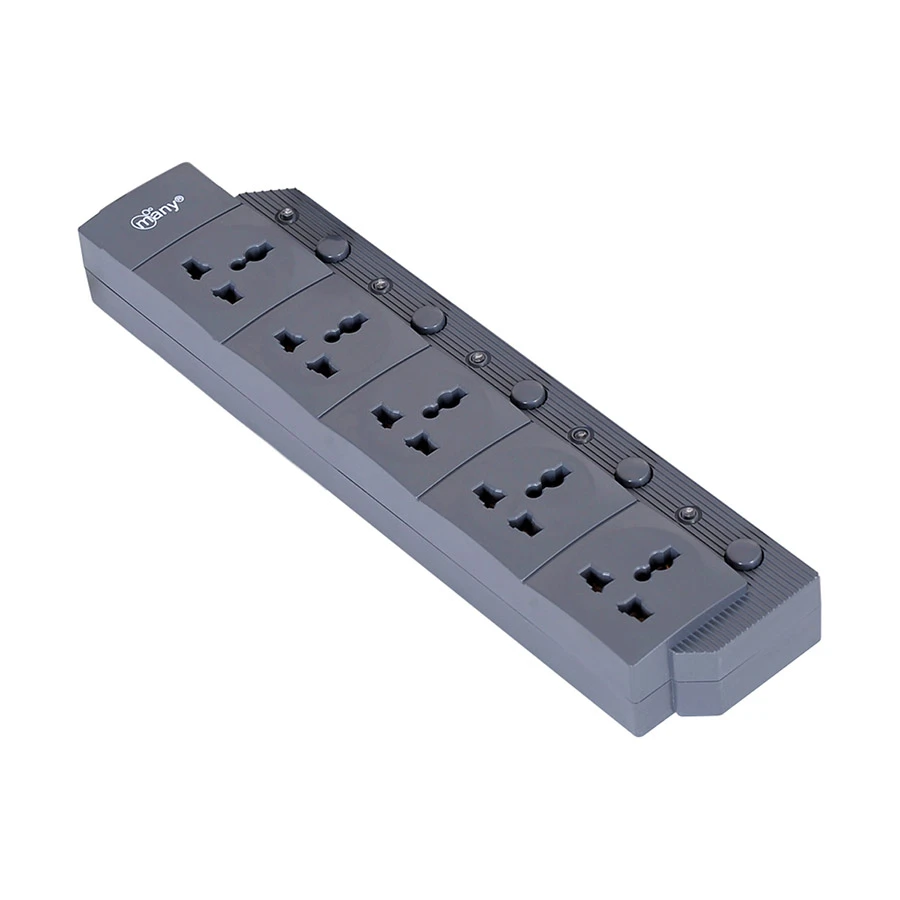 Many MTS-2050 2 Pin 5 Port Power Strip 3 Meter Black