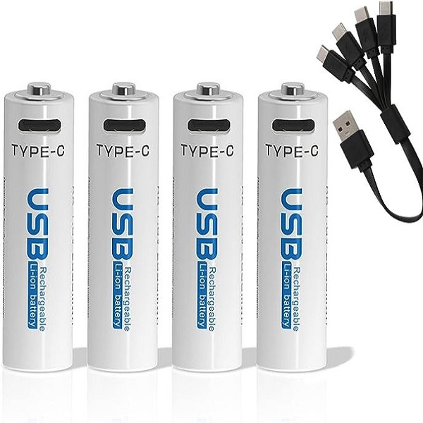 AiVR USB Rechargeable Batteries 4pc – AA – 2550 mAh