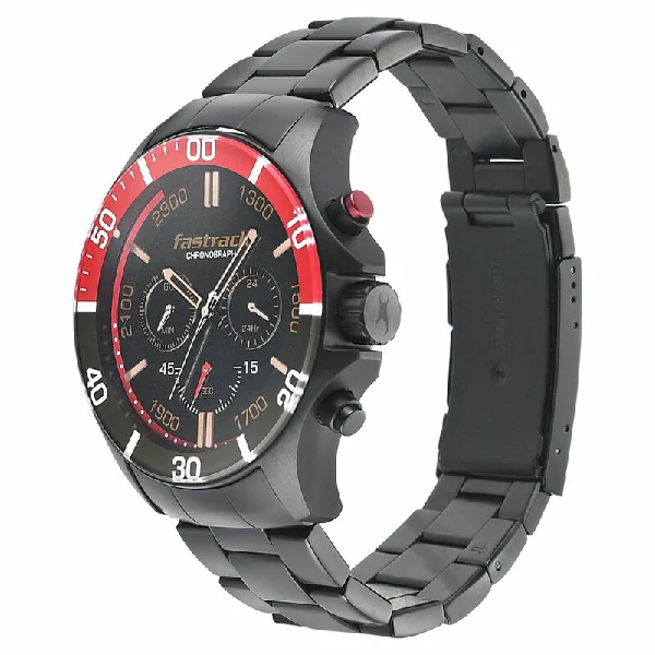 Fastrack NS3072NM01 Hitlist Quartz Chronograph Black Dial Stainless Steel Strap Watch