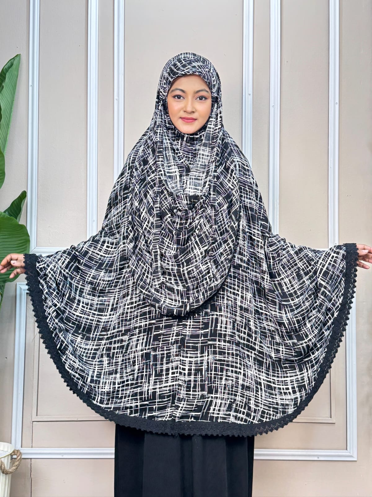 Viscose Cotton Hijab with Niqab, Front 45 and Back 50 Inch