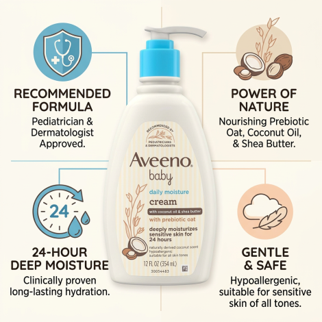 Aveeno Baby Daily Moisture Cream  With Coconut Oil & Shea Butter 354ml (Canada)