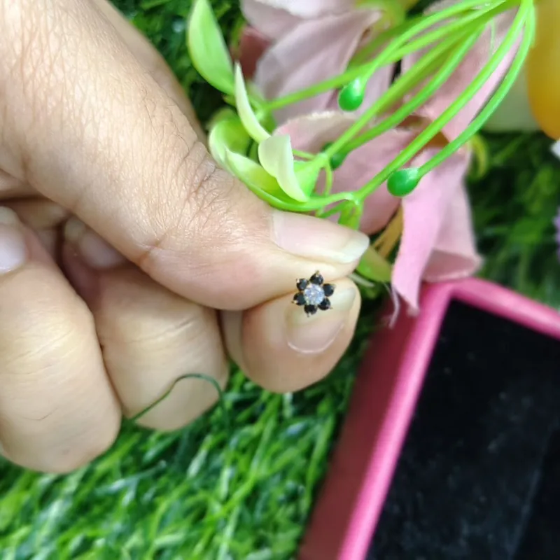 Traditional Gold Seven Stone Mossanite  Nose Pin -7 Mm (With gift box)