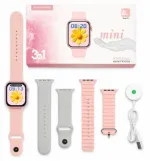 KW68 Mini ladies Smartwatch with Bluetooth Call & 3 Straps -