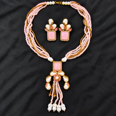Premium Turkish Crystal and Pearl Necklace Set