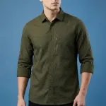 Kaiser Cotton Stylish Full Sleeve Shirt (Olive)