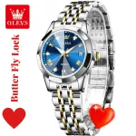 Butter Fly Lock OLEVS Watch for Women  Silver Blue
