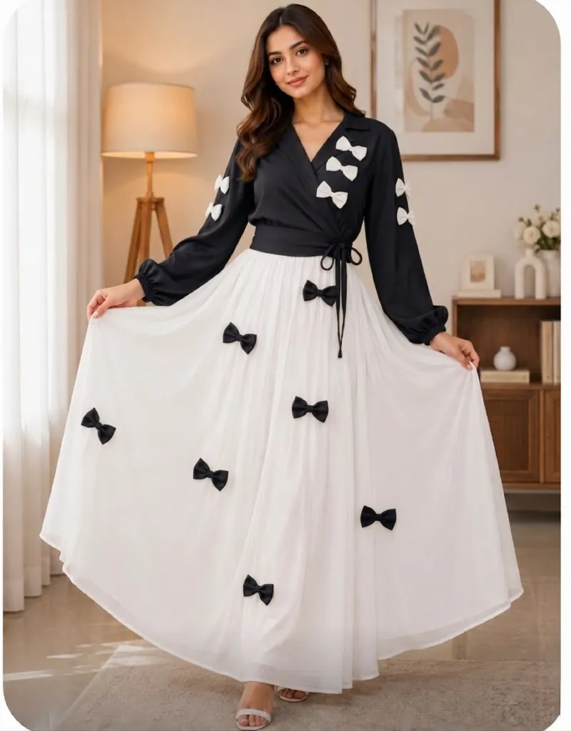 Jafran Fabric Tops and Skirt Set with 100 Inch Flare Skirt