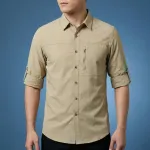 Kaiser Cotton Stylish Full Sleeve Shirt (Khaki)