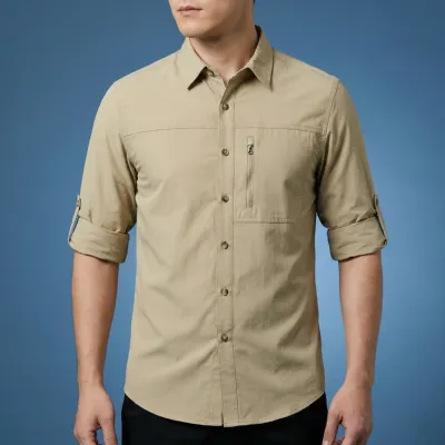 Kaiser Cotton Stylish Full Sleeve Shirt (Khaki)