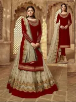 Women's Soft Georgette Semi-Stitched Party Dress with Embroidery