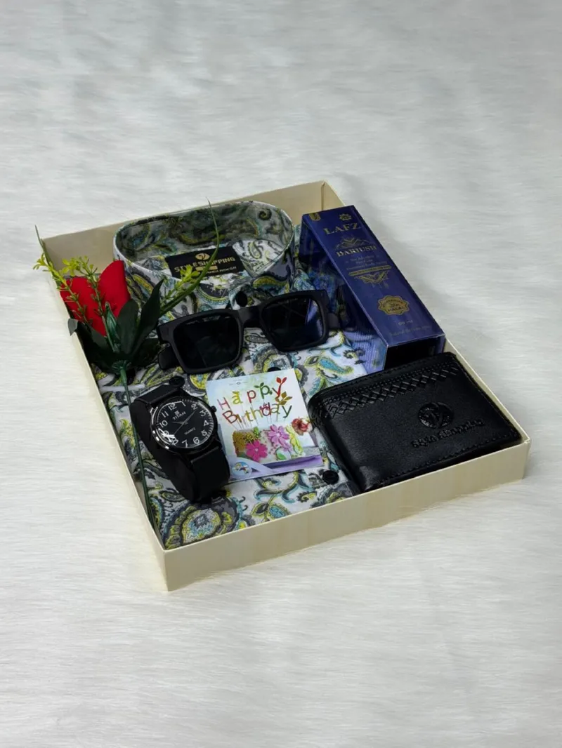 Men's Digital Print Mixed Cotton Shirt Combo Box, Sizes M to XL