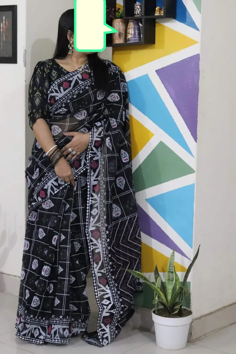 Screen Printed Half Silk Saree for Women, 12 Haath, 6 Colours